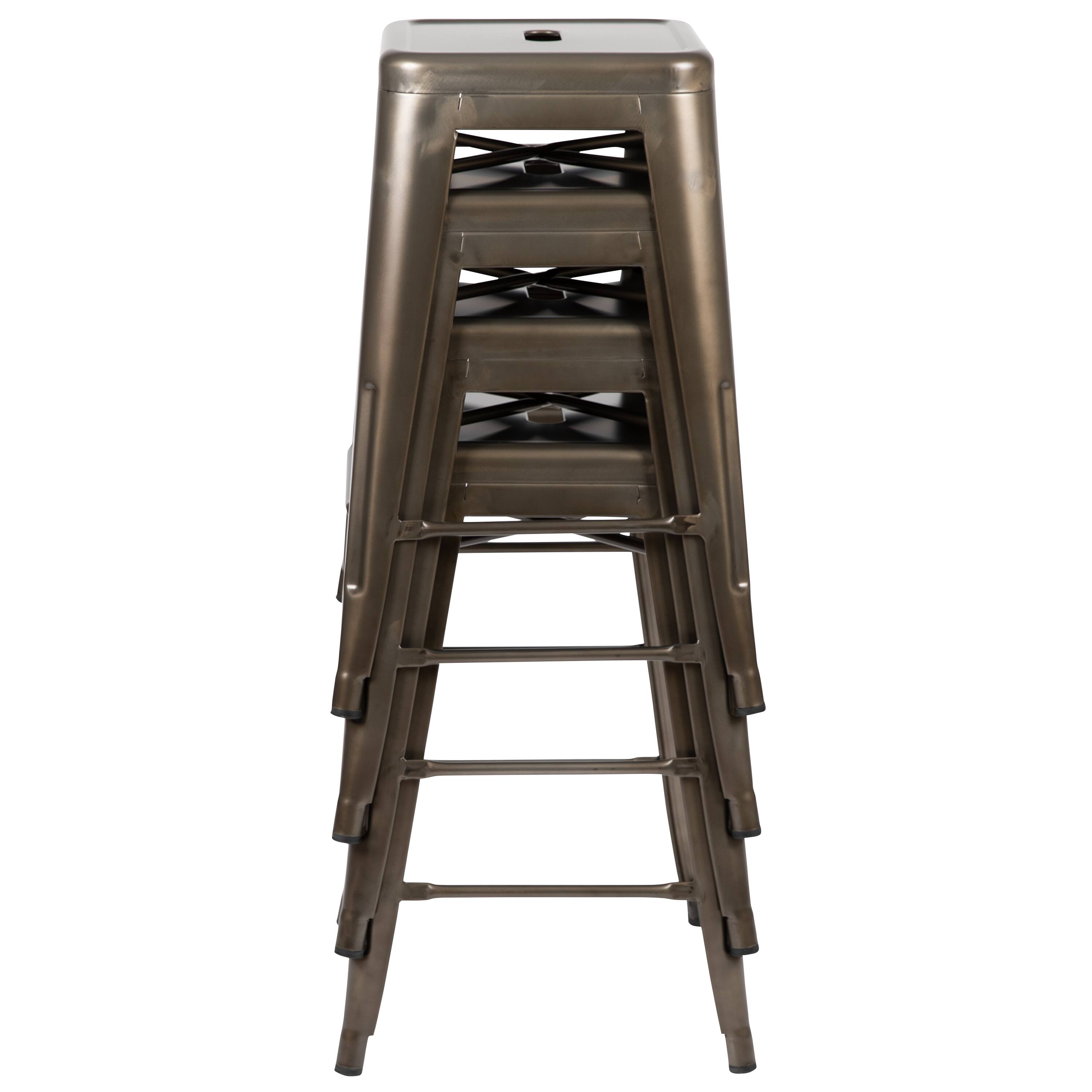 Alt View 10. Emma + Oliver - 4 Pack 24" High Metal Indoor Counter Bar Stool - Stackable Stool - Gun Metal.