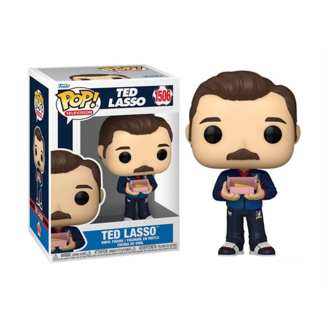 A Funko TED 1506 TOP! LASSO TELEVISION TED LASSO VINYLE FIGURE FIGURINE VINYL DE VINIL FIGURA PELIGINO a -FA A ADVERT ENCA ATTENTION DANGER OUENT 200 4RC A A MARNING