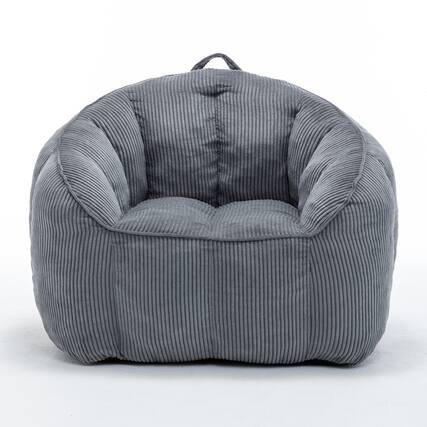 Front. GOODSILO - Large Corduroy Bean Bag Sofa Chair with Armrests for Living Room and Bedroom Comfort - Dark Gray.
