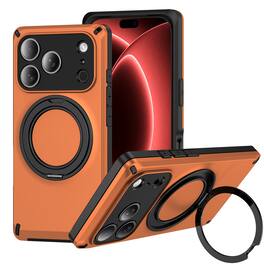 UUCOVER - Magnetic Case for iPhone 17 Pro Max 360° Rotating Ring Stand Compatible with MagSafe Shockproof PC+TPU Protective Cover - Orange