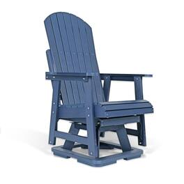Fortune Candy - HIPS Swivel Patio Glider, Poly Lumber Weather Resistant Outdoor Chair, for Patio, Porch, Yard - Navy Blue
