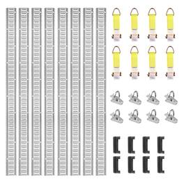 VEVOR - E Track Tie-Down Rail Kit, 24PCS 5' E-Tracks Set Includes 8 Steel Rails & 8 O-Ring Anchors & 8 Tie-Offs with D-Ring - Silver