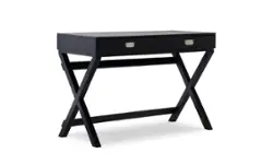 Linon Home Décor - Penrose Two-Drawer Campaign-Style Writing Desk - Black - Front_Zoom