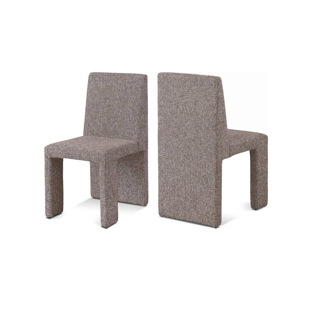 Meridian Furniture - Benson Linen Textured Fabric Dining Chair, Set of 2 - Brown