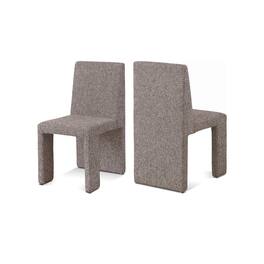 Meridian Furniture - Benson Linen Textured Fabric Dining Chair, Set of 2 - Brown