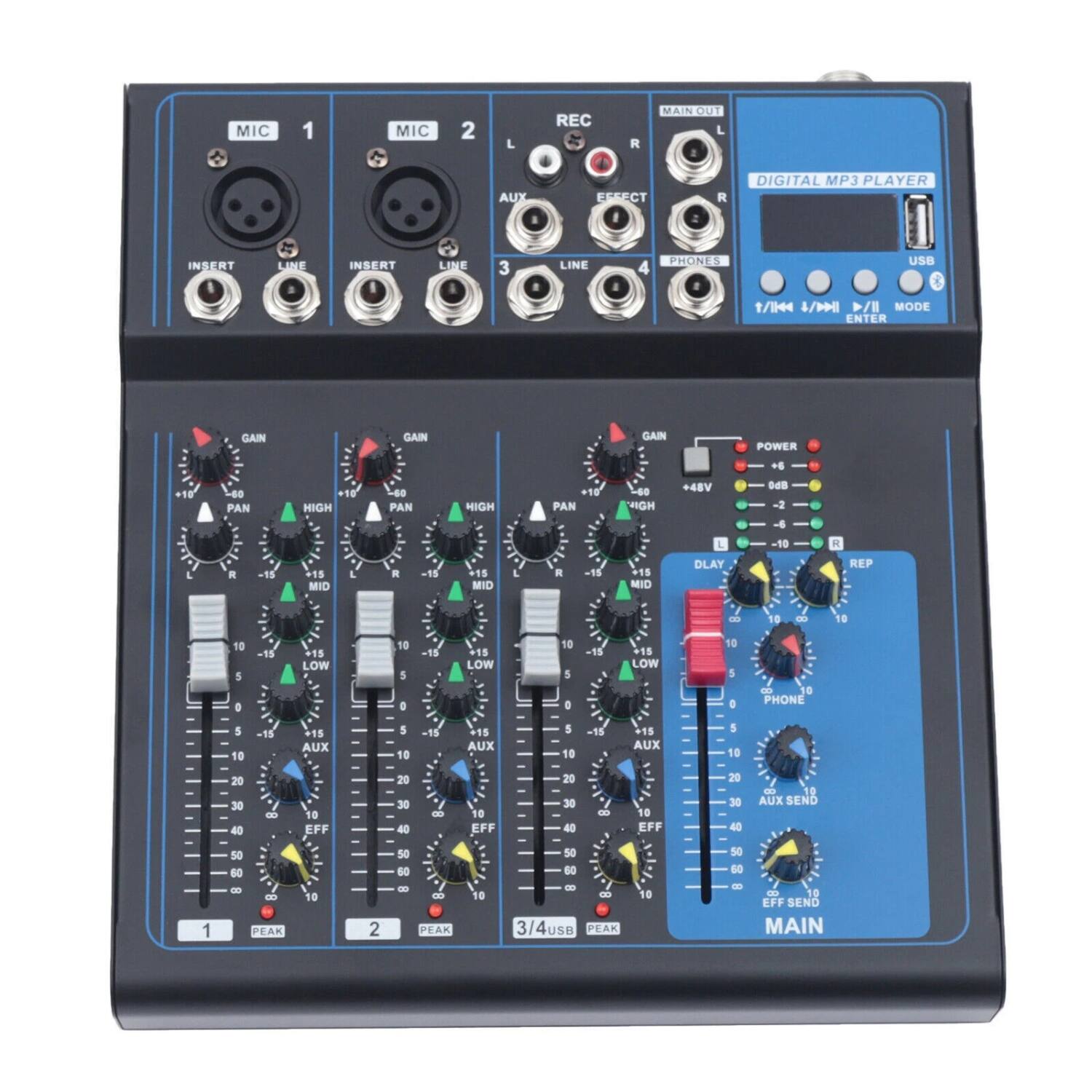 Stock Preferred - 4-Channel Professional USB Bluetooth Audio Mixer Board - Black