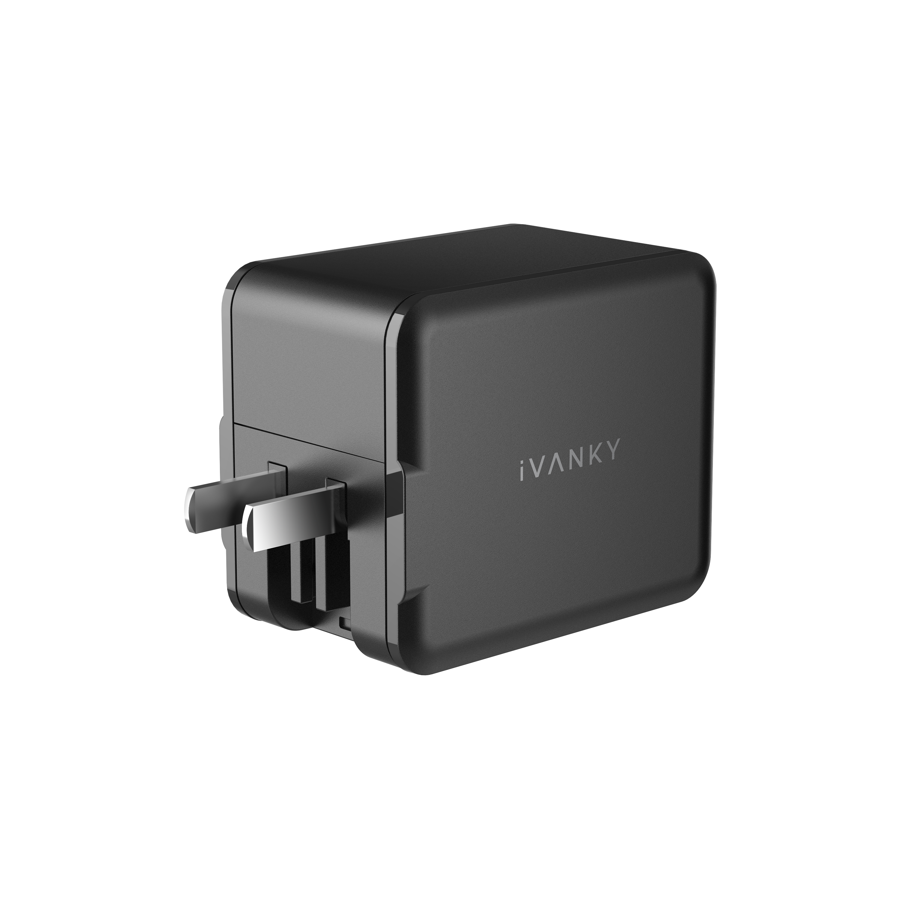 Back. iVANKY - 4-in-1 45W Fast Charging Retractable Wall Charger with Type-C and Lightning Cables - black.