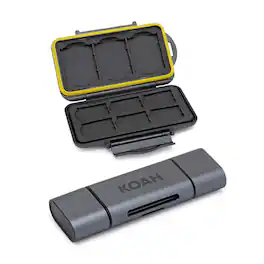 Koah - PRO Rugged Memory Storage Carrying Case and Dual Slot SD Card Reader Bundle