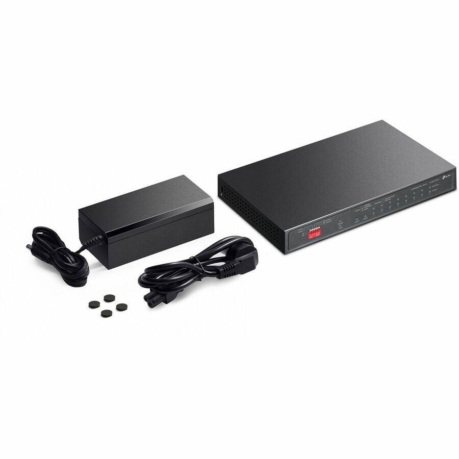 Alt View 2. TP-Link - TP-Link 10-Port Gigabit Desktop Switch with 6-Port PoE+ and 2-Port PoE++ - 10 Ports - Gigabit Ethernet - 1000Base-X - Black.