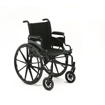 Front. Invacare - XT Lightweight Wheelchair, Full Length Arms, 18" Seat, Black Satin - Black.