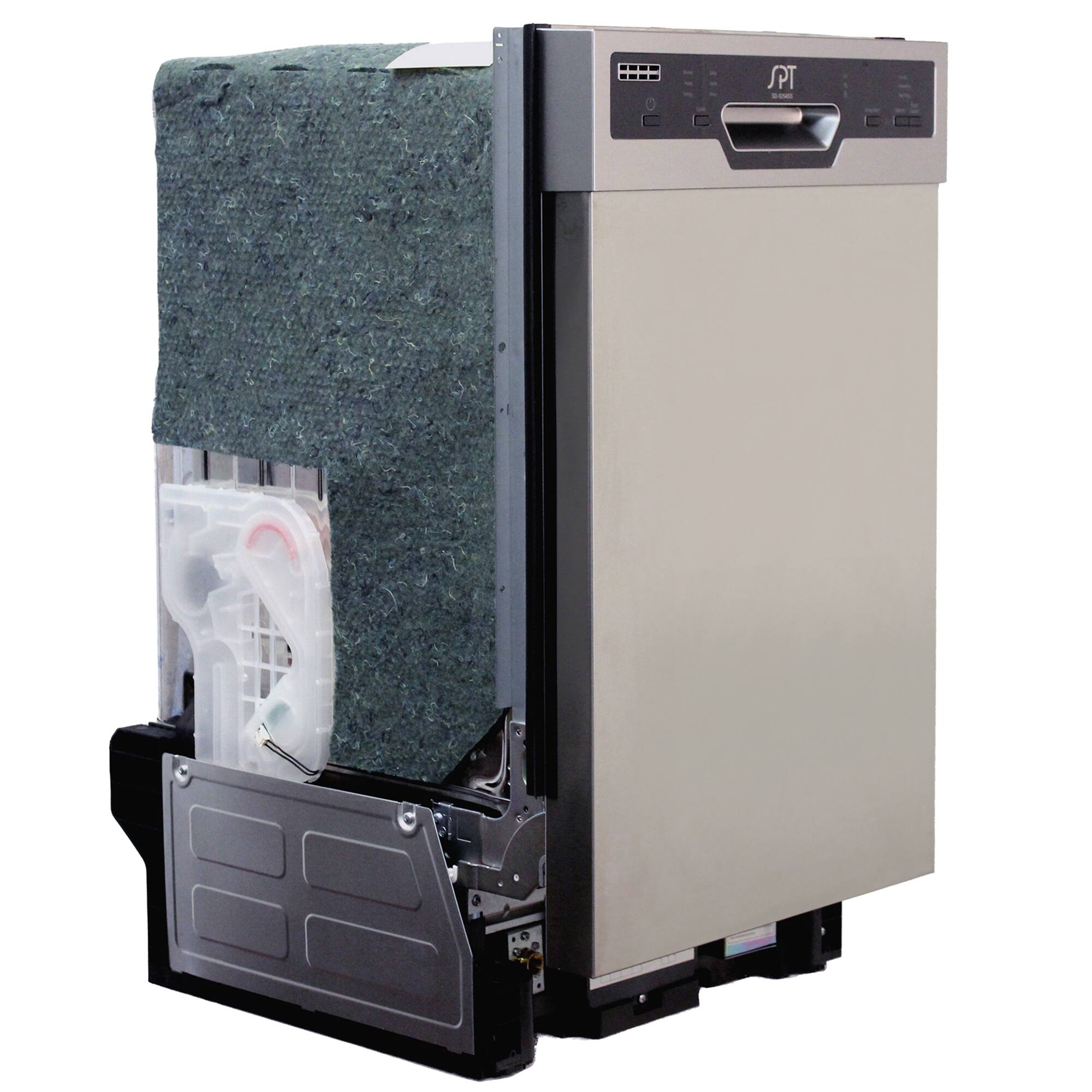 Angle. SPT - 18 in. Stainless Steel Front Control Smart Dishwasher 120-Volt Stainless Steel Tub - Stainless Steel.