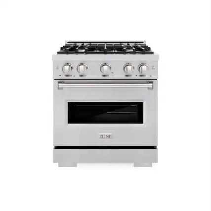 Front. ZLINE - 30” Classic Gas Range with 4 Burner Cooktop and Convection Oven (CGR30) - Stainless Steel.