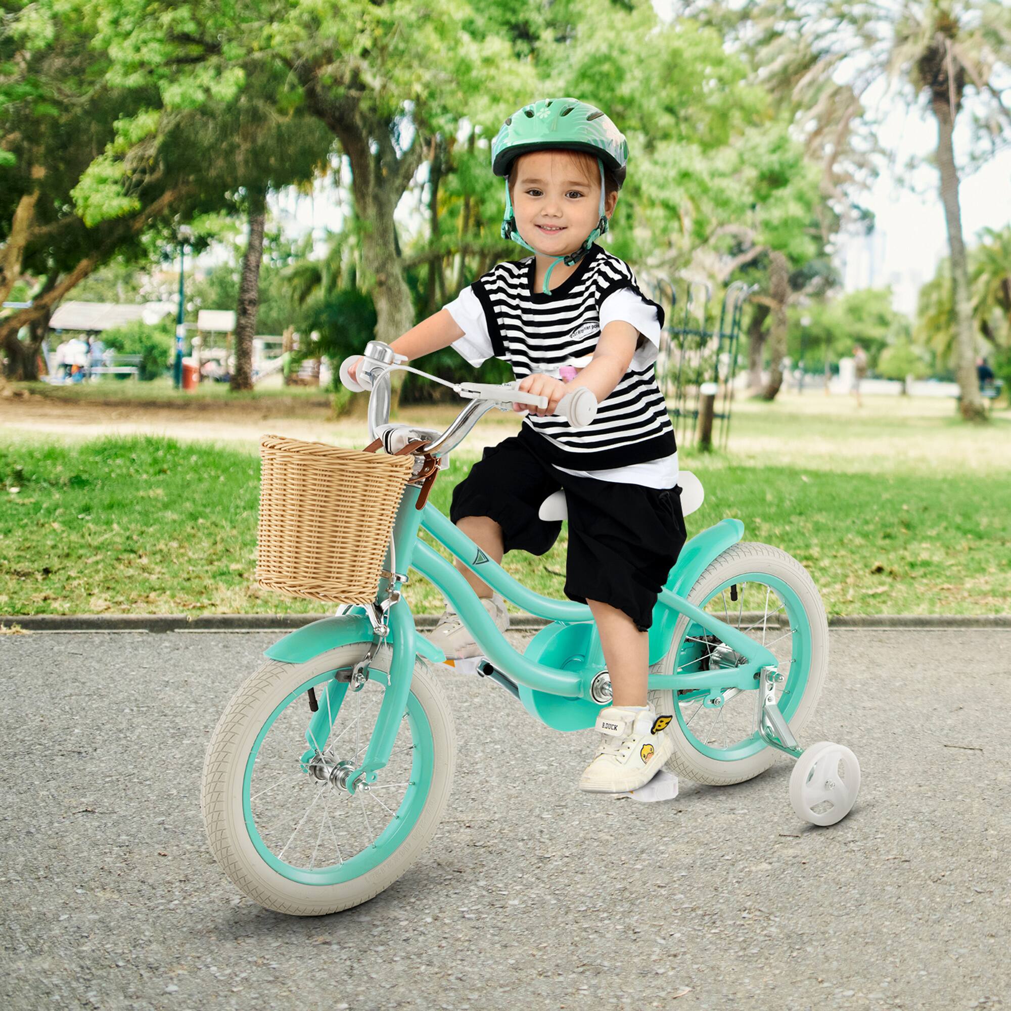 Alt View 2. Gymax - Gymax 14'' Retro Style Kids Bike Bicycle w/ Height Adjustable Handlebar & Seat Green - Green.