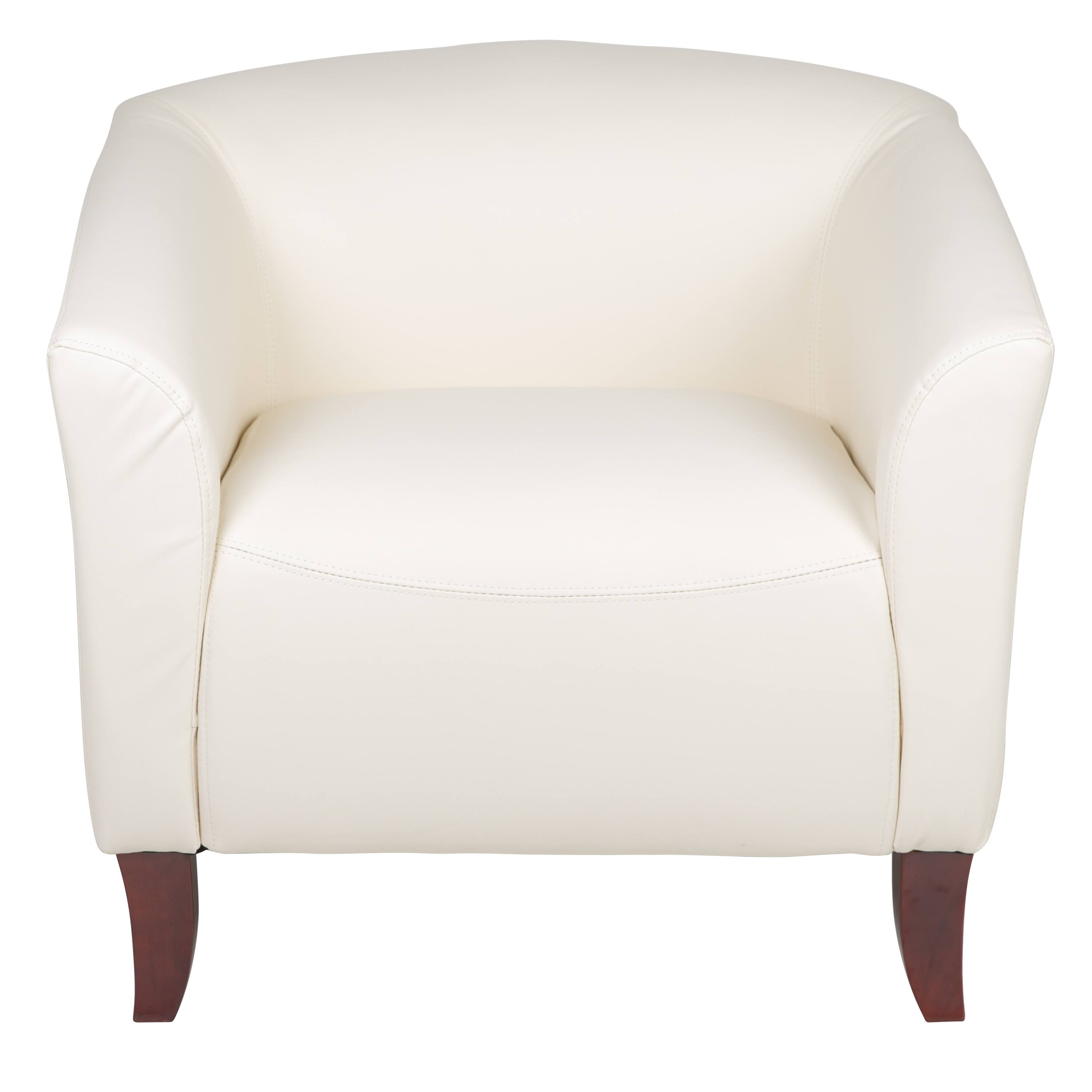 Alt View 9. Emma + Oliver - LeatherSoft Living Room/Reception Chair with Cherry Wood Feet - Ivory.