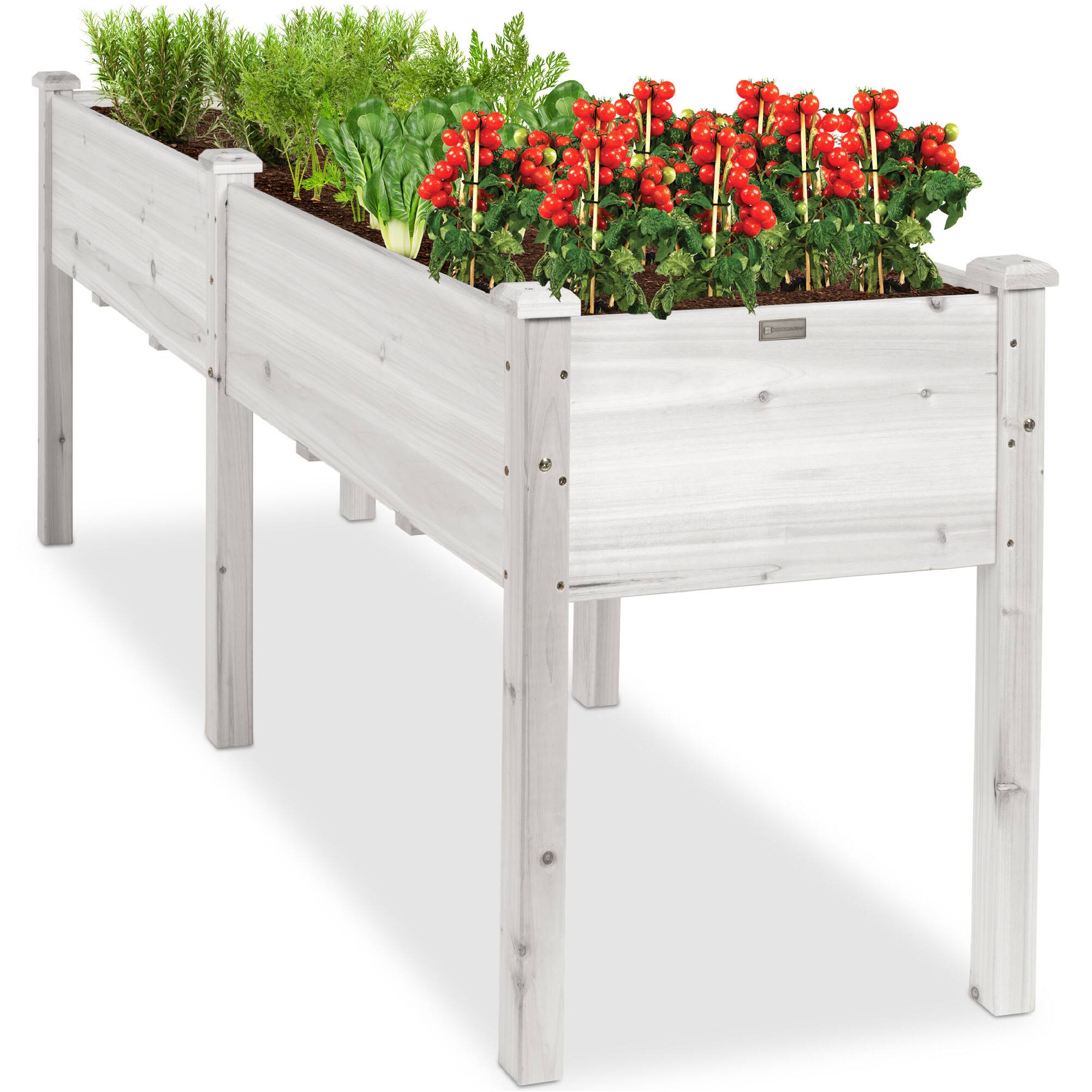 Front. Best Choice Products - Best Choice Products 72x24x30in Raised Garden Bed, Elevated Wood Planter Box for Patio w/ Divider Panel - White - White.