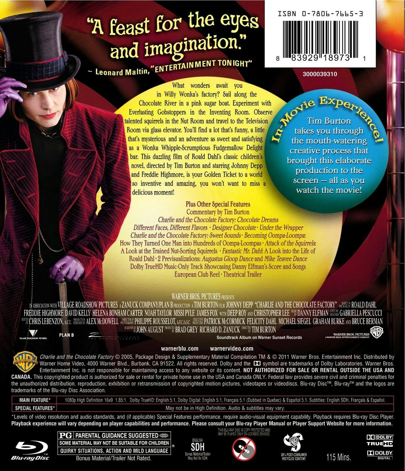Back. Charlie and the Chocolate Factory [Blu-ray].