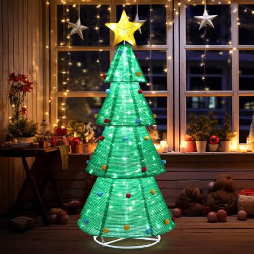 Winado - 6 FT Pop-up Christmas Tree Decorations with LED Lights for Outdoor Holiday Decoration - Multicolor