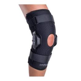DonJoy - Deluxe Hinged Knee Brace, Drytex Sleeve, Open Popliteal (X-Large) - Black/Black