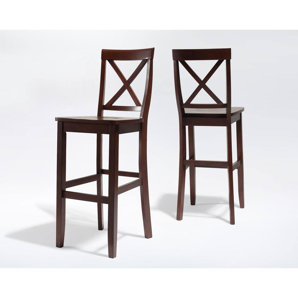 Angle. Crosley Furniture - X-Back 2-Piece Bar Stool Set - 2 Stools - Mahogany.
