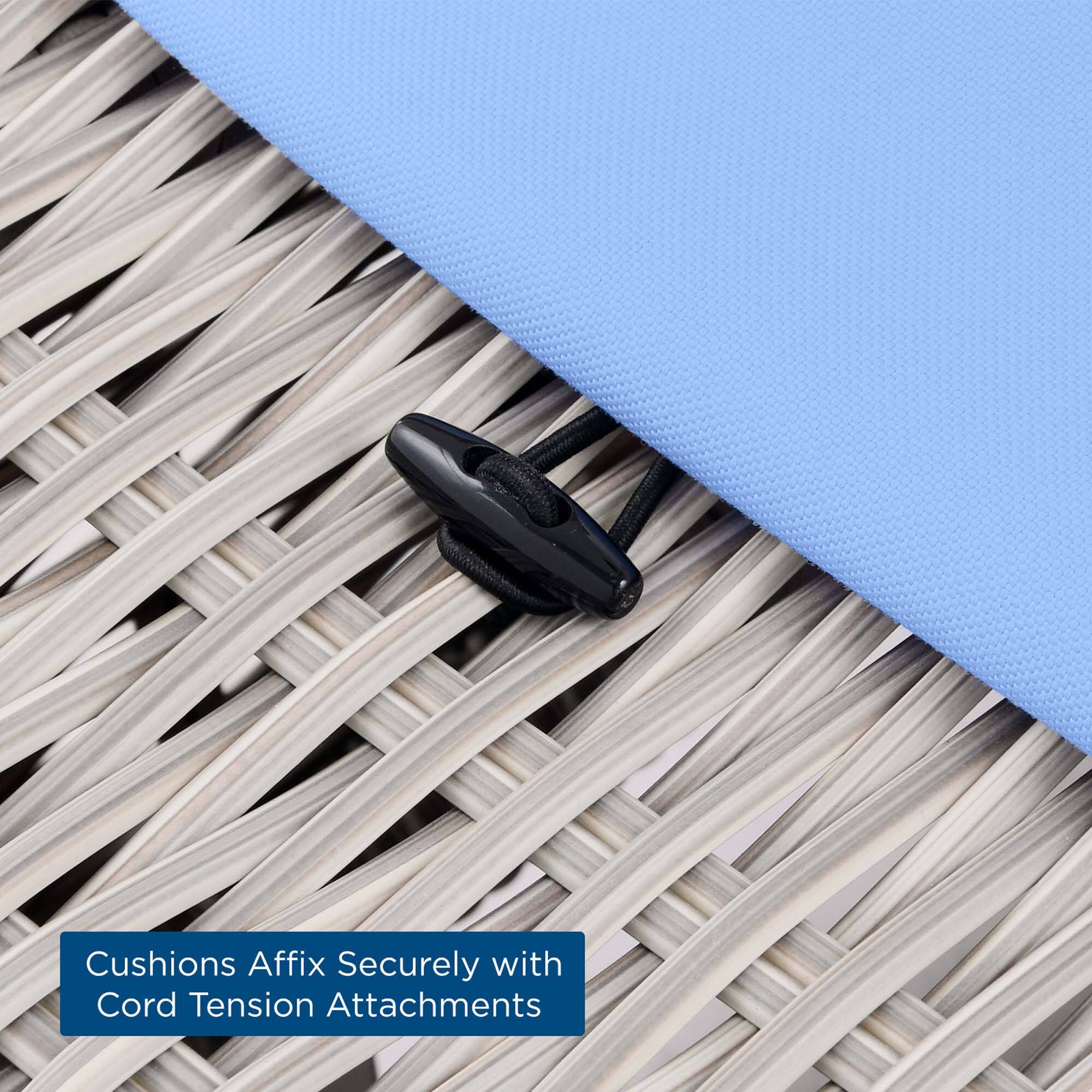 Cushions Affix Securely with Cord Tension Attachments