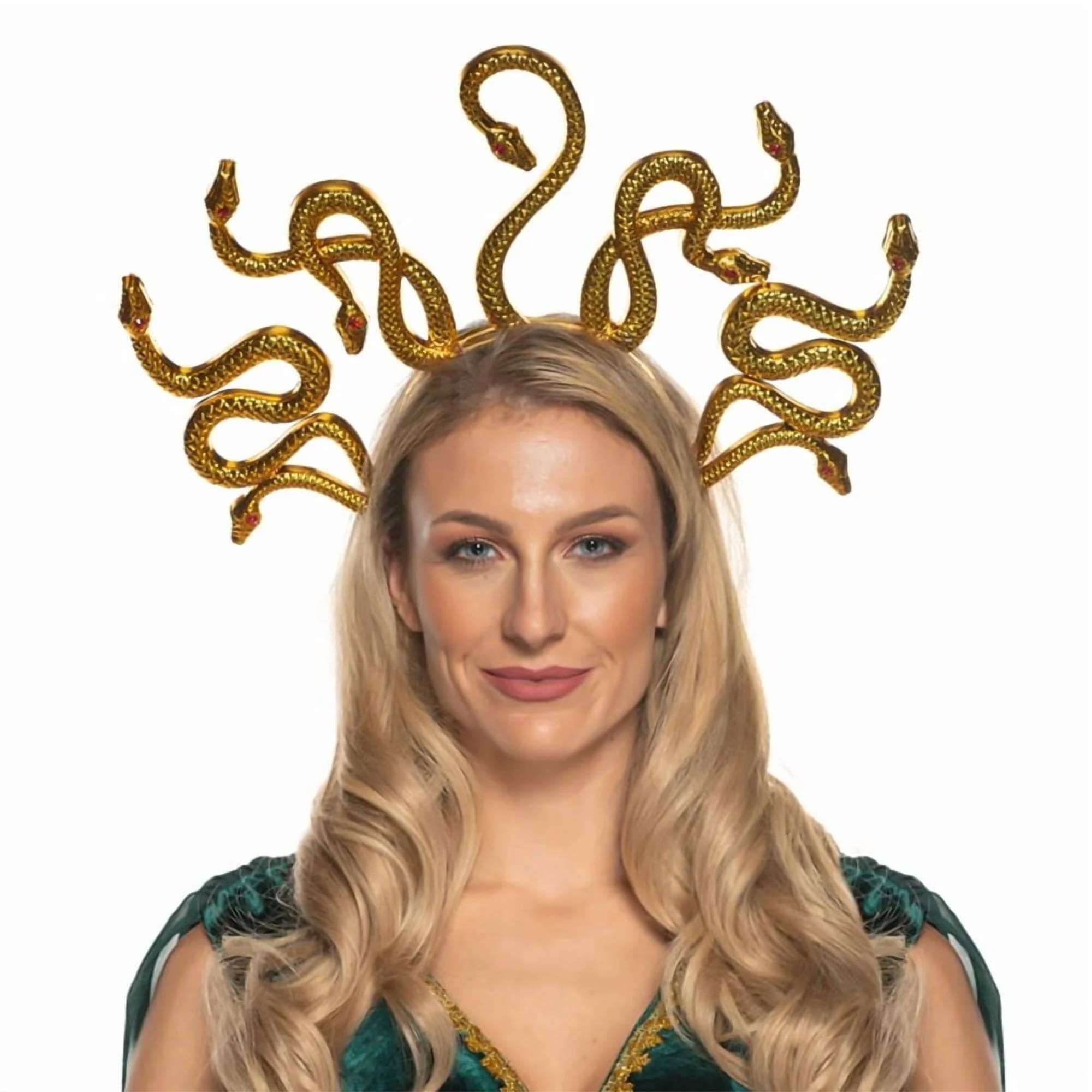 Front. Underwraps - Medusa Gold Snakes Adult Costume Headpiece - Gold.
