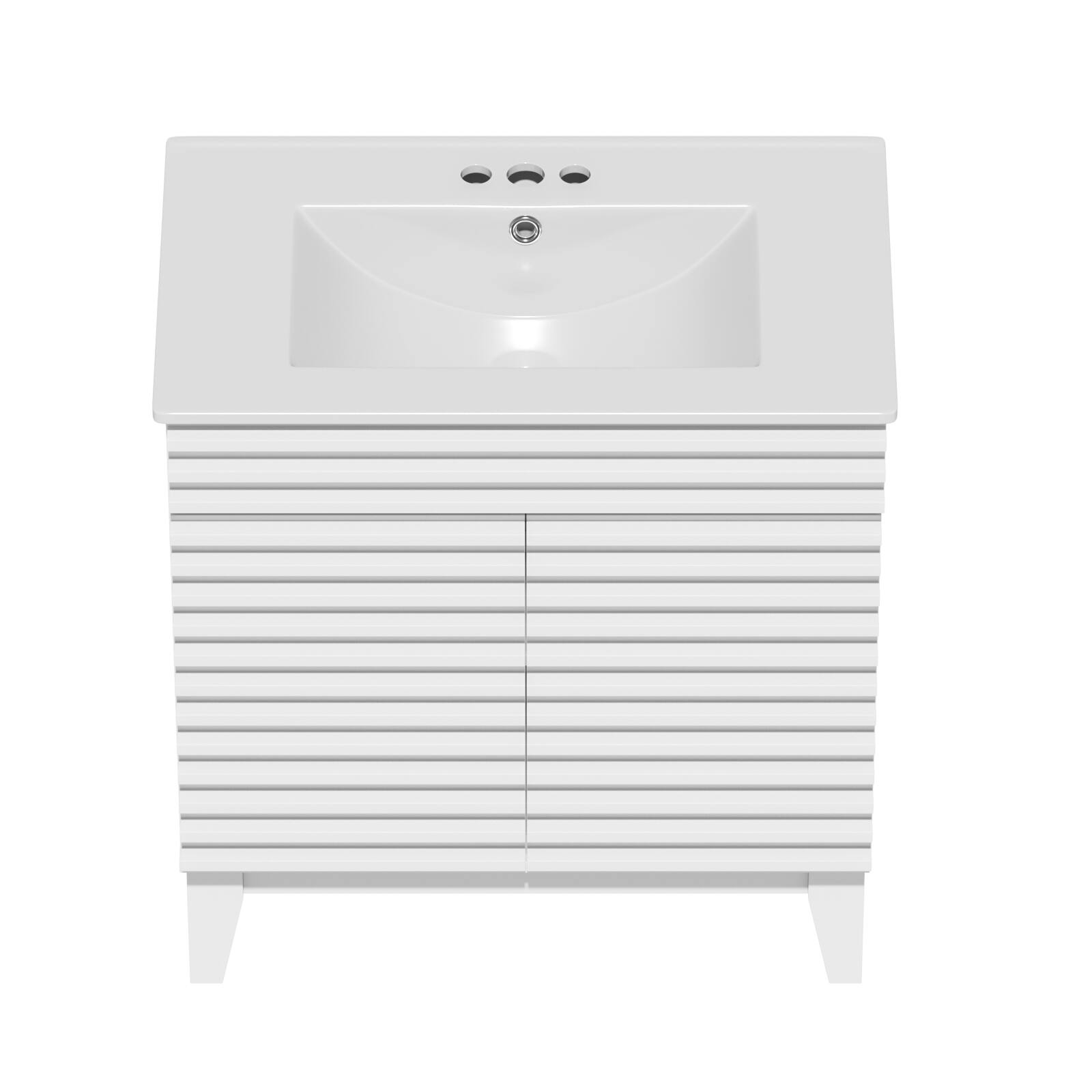 Alt View 2. LOVMOR - LOVMOR 30-in W White Freestanding Bathroom Vanity with Undermount Ceramic Sink and 2-Level Storage - White.