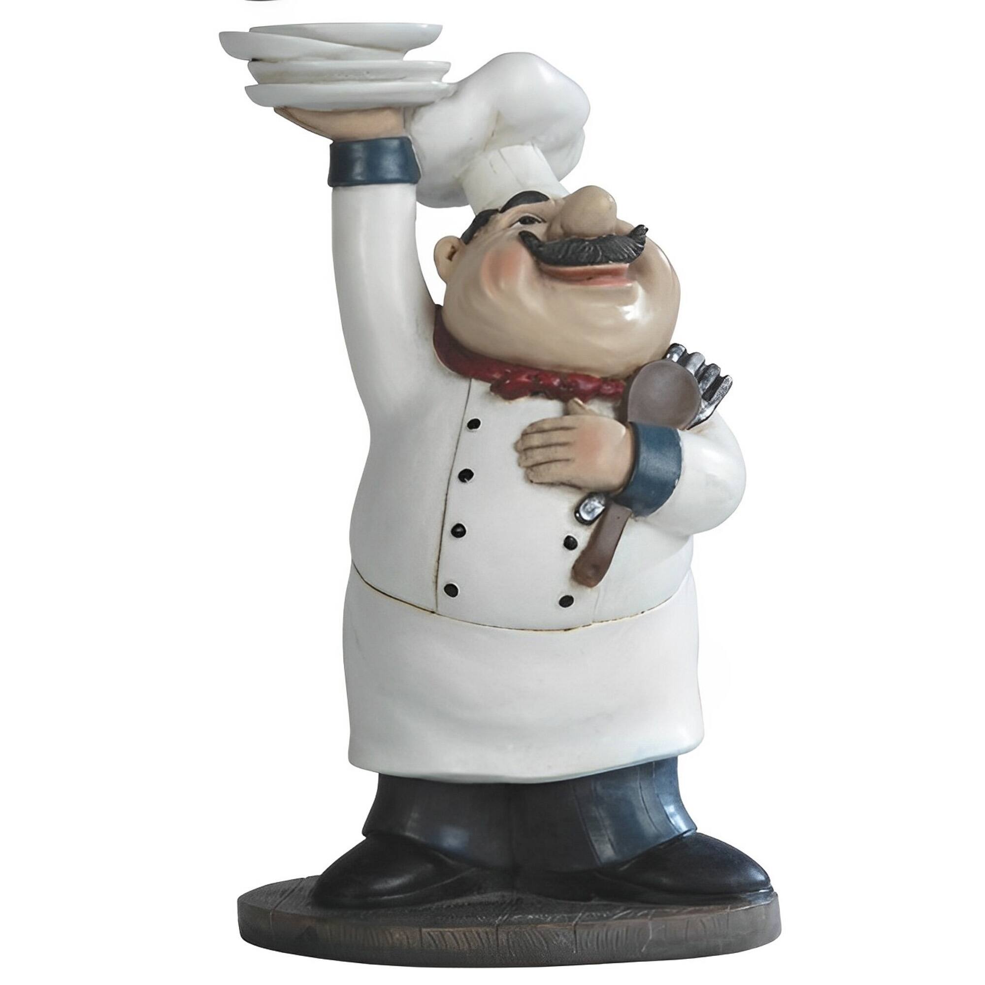 FC Design - 10"H Chef Serving Dining Room Accessory Figurine Statue Desk Tabletop Home Decor Gift - Multi-Color