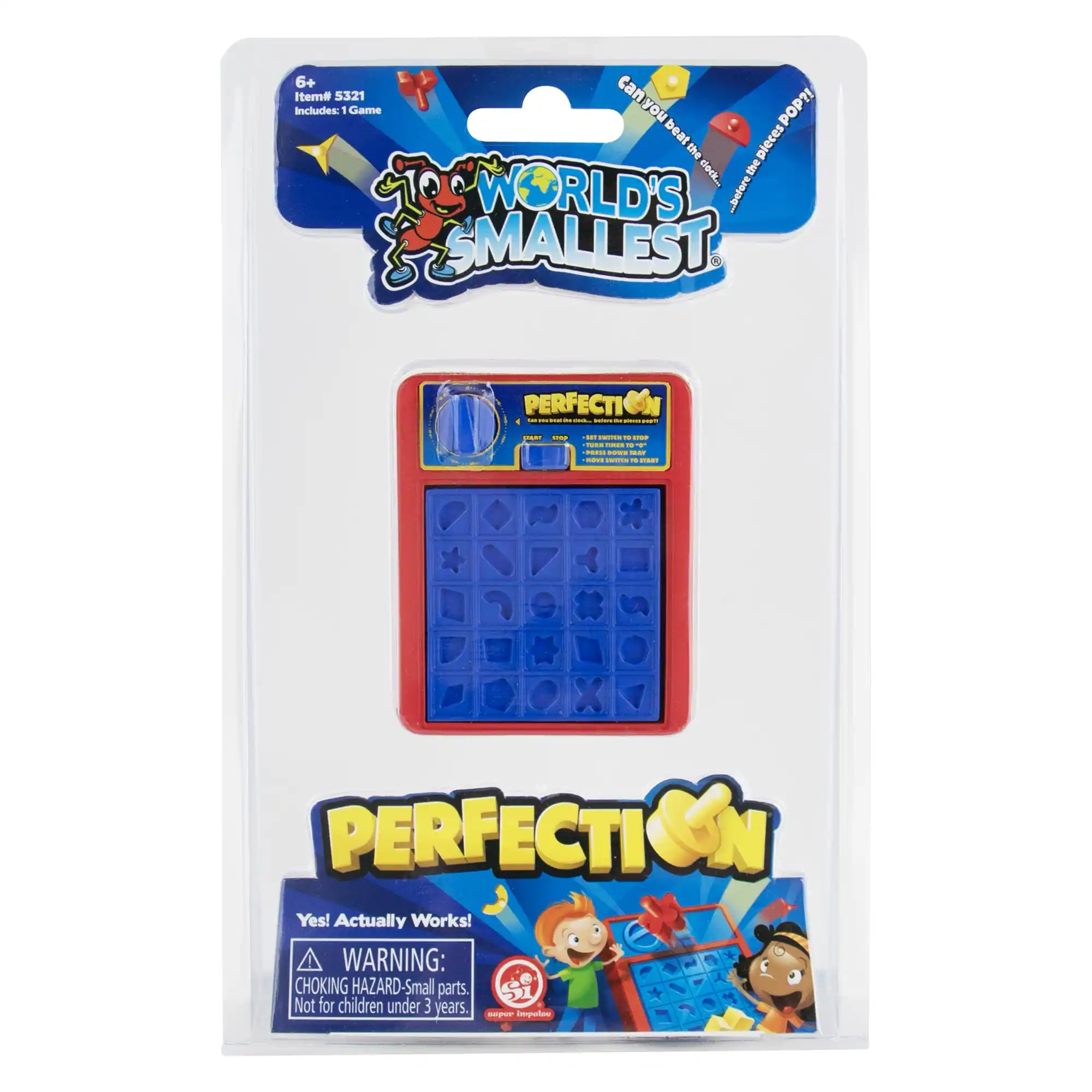 6+ Item# 5321  
Includes: 1 Game  

Can you beat the WORLD'S SMALLEST PERFECTI?  
Yes! Actually Works!  

WARNING: CHOKING HAZARD-Small parts. Not for children under 3 years.