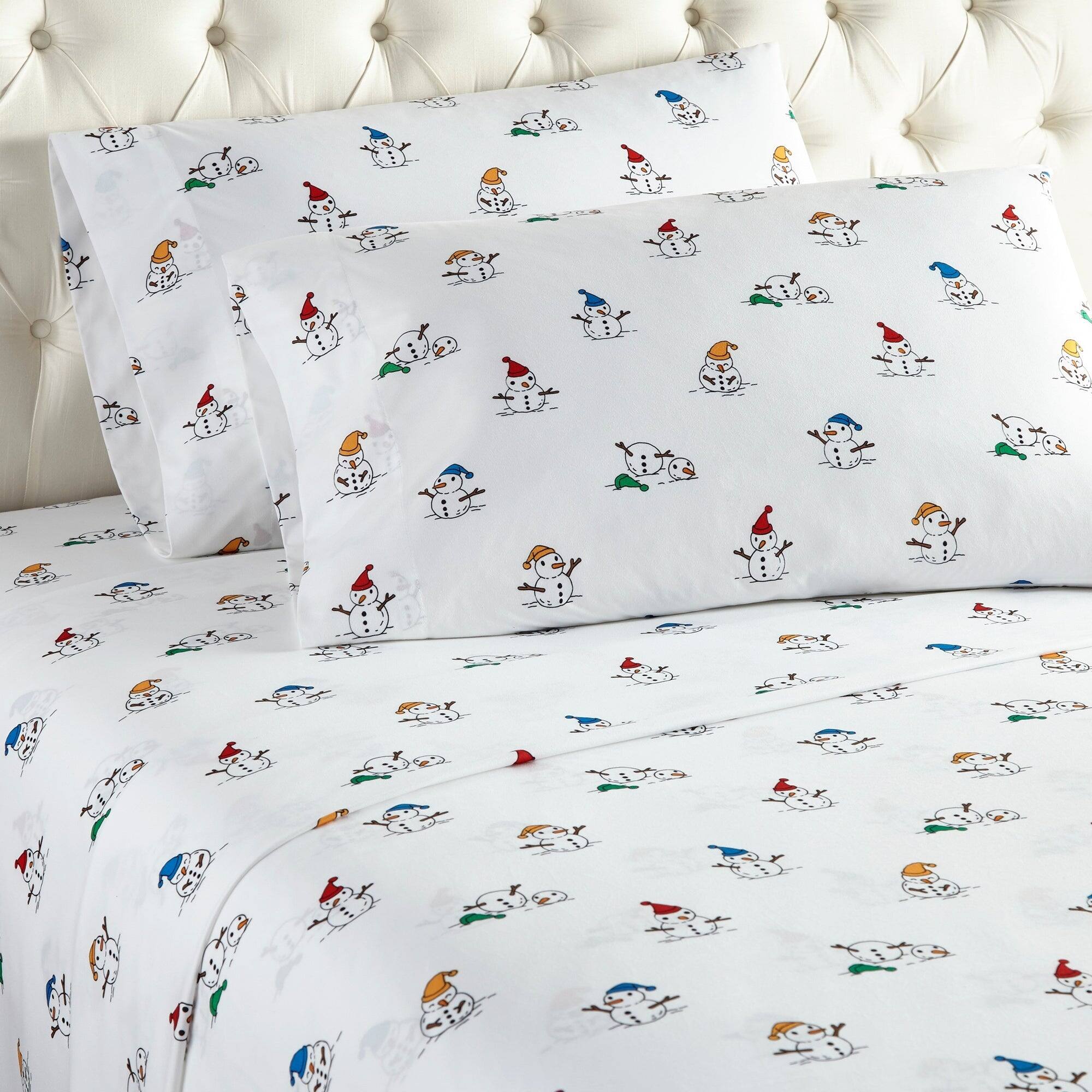 Angle. Shavel Home Products - Shavel Home Products Micro Flannel Printed Deep-Pocket Twin Sheet Set - Watercolor Pines.