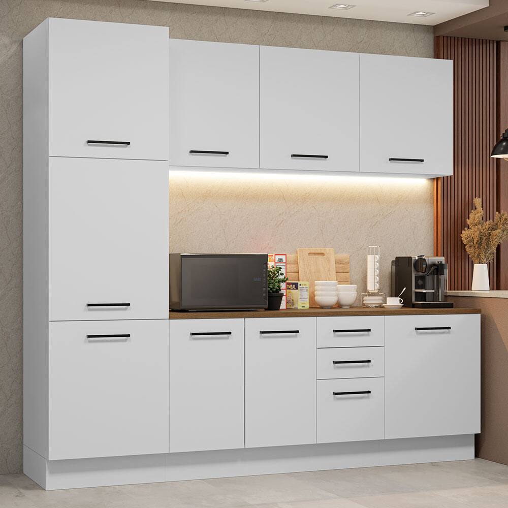 Angle. Madesa - Madesa Hazel Kitchen Set 94"L Pantry Storage Base Cabinet Wall Cupboard - White - White.