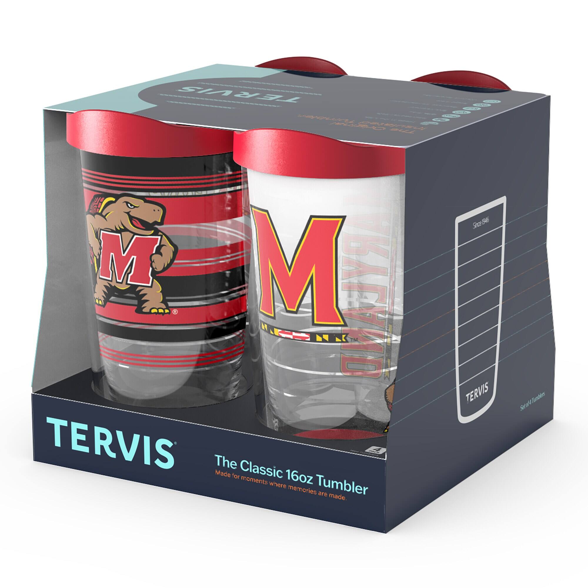 TERVIS  
The Classic 16oz Tumbler  
Made for moments where memories are made  

M  
MARYLAND  
TERRAPINS  

TERVIS  
Since 1946  
Set of Tumblers