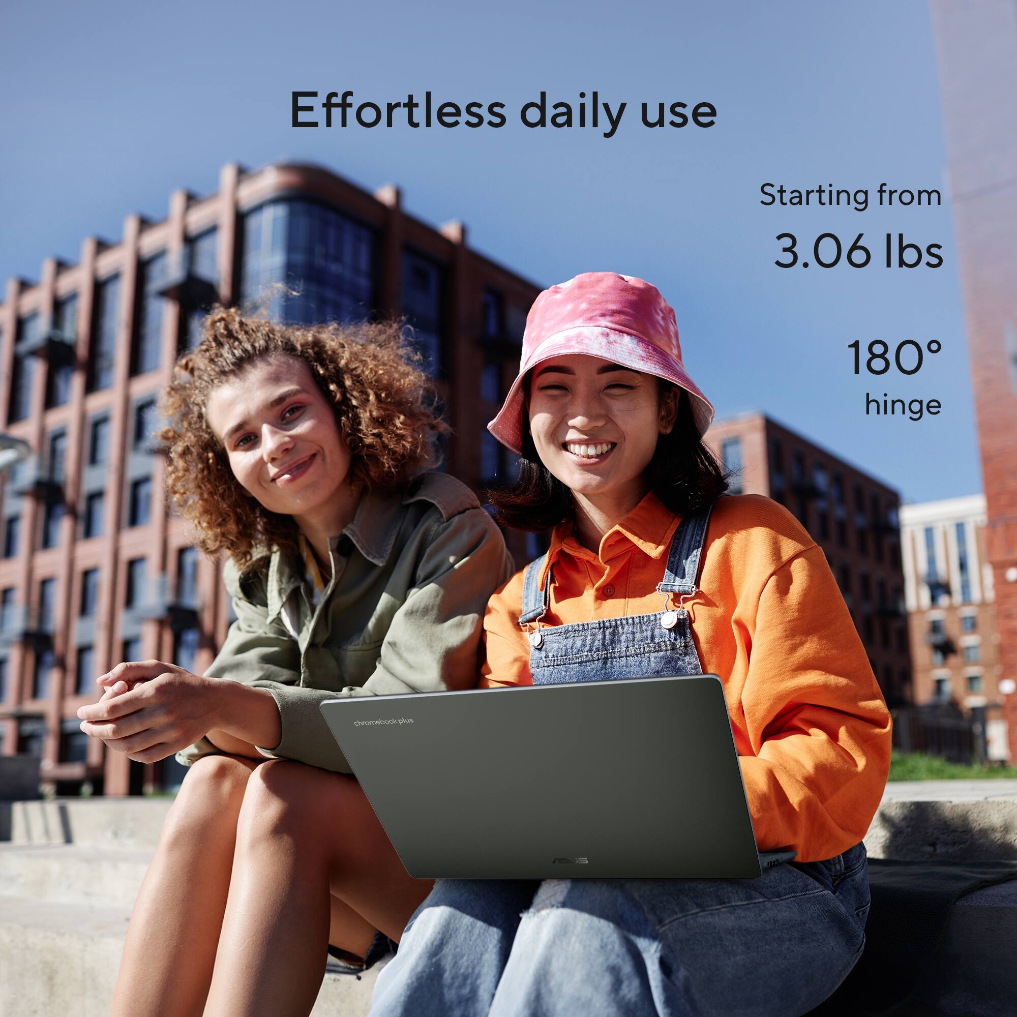 Effortless daily use  
Starting from 3.06 lbs  
180° hinge
