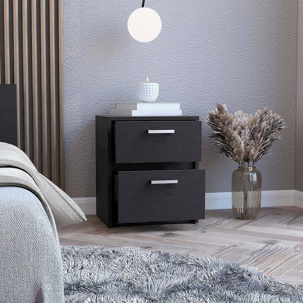 Alt View 3. TuHome - Trivor Nightstand Black MDF - Black.