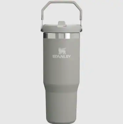 Front. Stanley - Stanley 30oz Grey Tumbler Black Lid Top Handle Water Bottles - Mist.