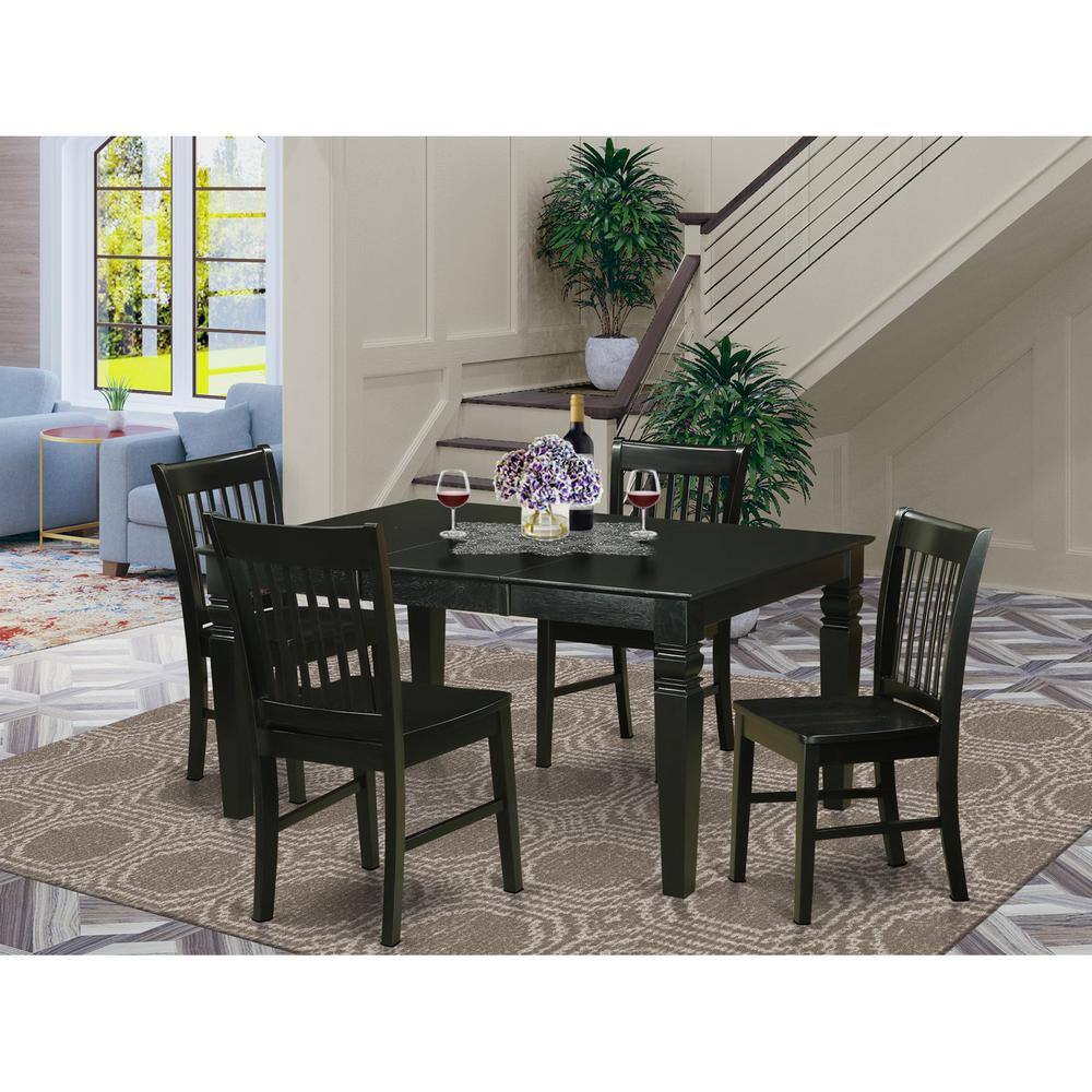 Back. East West Furniture - 5 Pc Dining room set for 4-Kitchen Table and 4 Dining Chairs - Black.