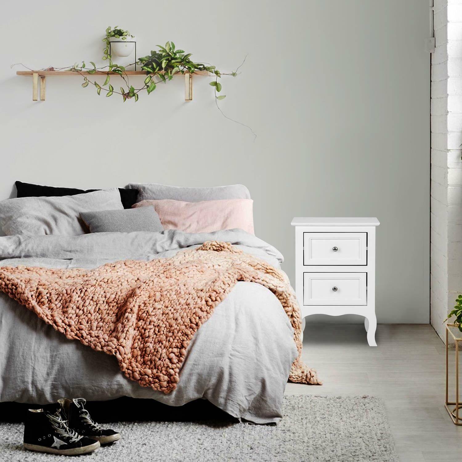 Alt View 7. Winado - 2 Layer End Side Bedside Table Nightstand Organizer with Drawer Storage - White.