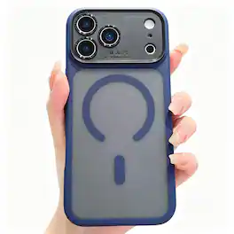Dteck - for Apple iPhone 17 Pro Max Matte Magnetic Case,Shockproof PC TPU Wireless Charging Cover with Removable Lens Cover - Blue