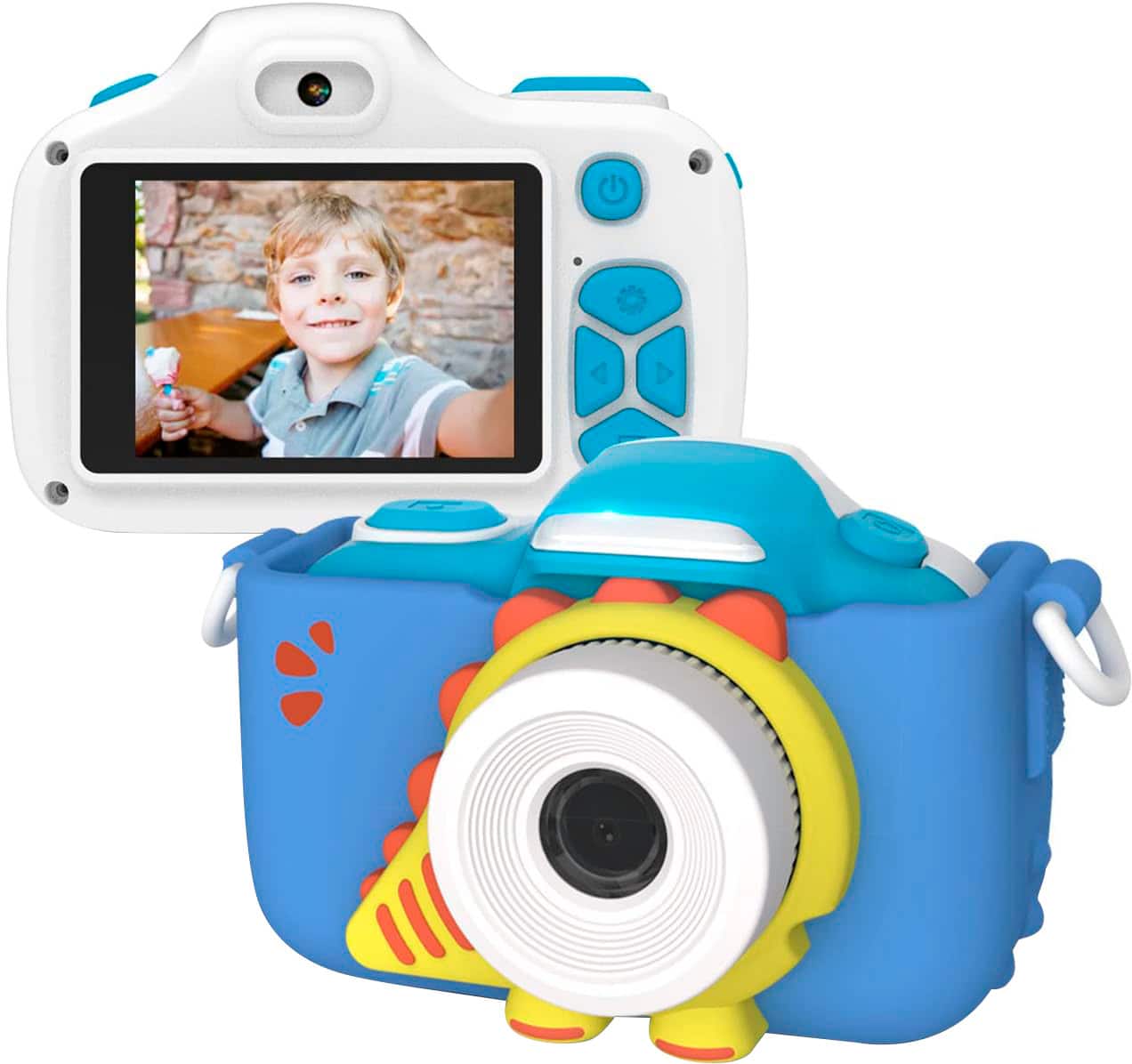 Front. myFirst - Camera 3 - Digital Camera for Kids with Extra Selfie Lens 16MP HD Video, Selfie Lens, Shockproof Case, microSD - Blue.