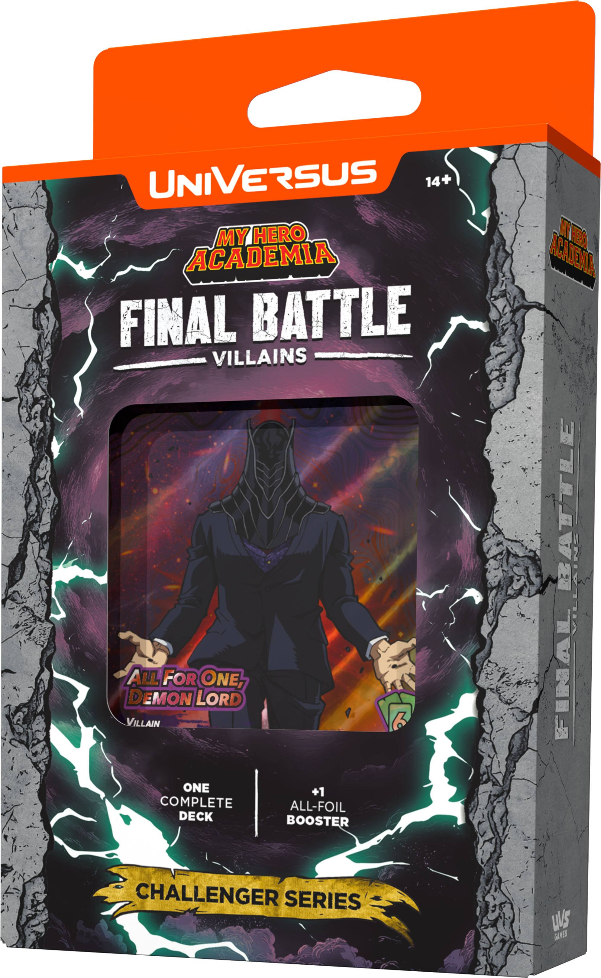 UNIVERSUS 14+ MY HERO ACADEMIA FINAL BATTLE VILLAINS ALL FOR ONE, DEMON LORD VILLAIN ONE +1 COMPLETE ALL-FOIL DECK BOOSTER W VS GANES CHALLENGER SERIES