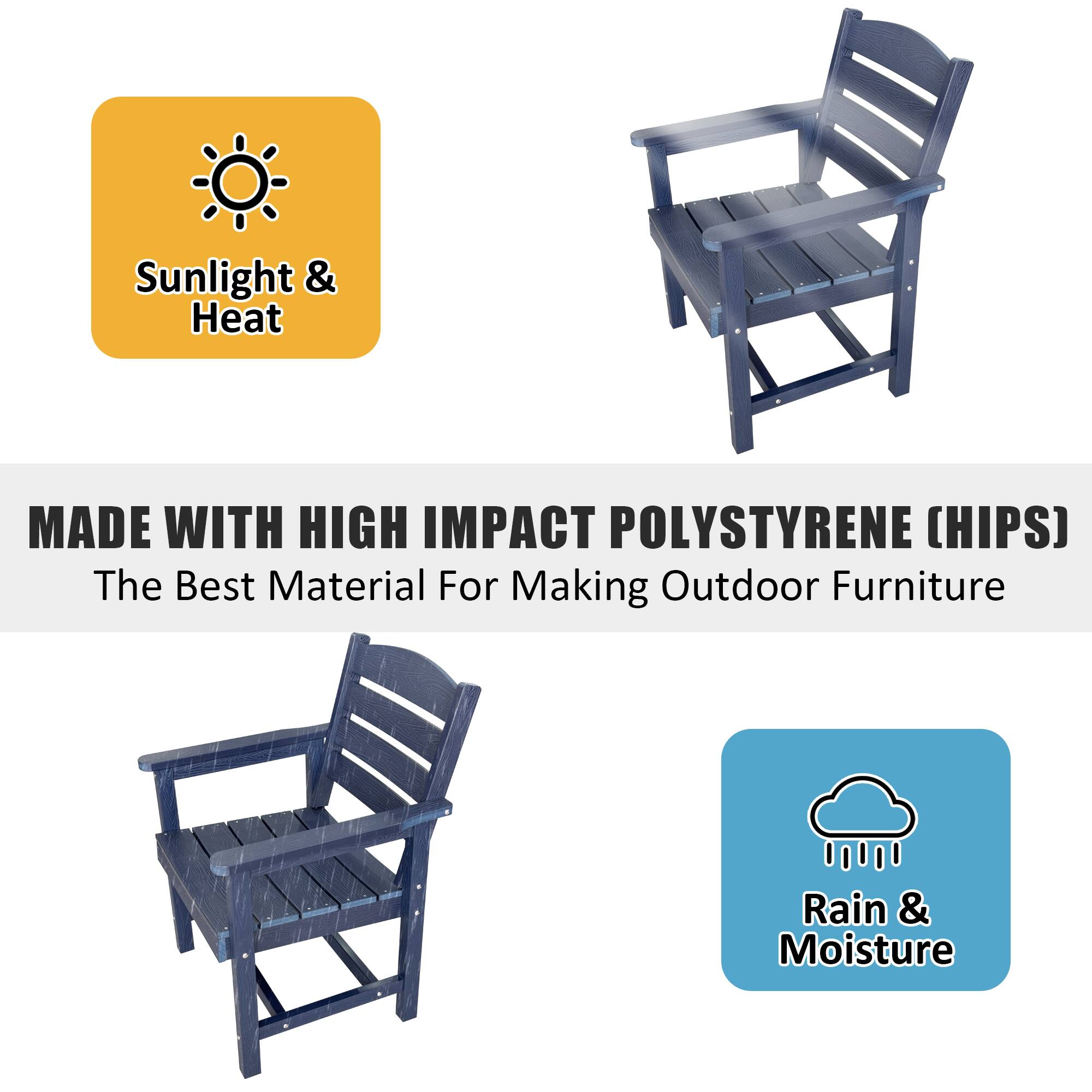 Fortune Candy HIPS Poly Lumber Patio Dining Chair Set of Two, All