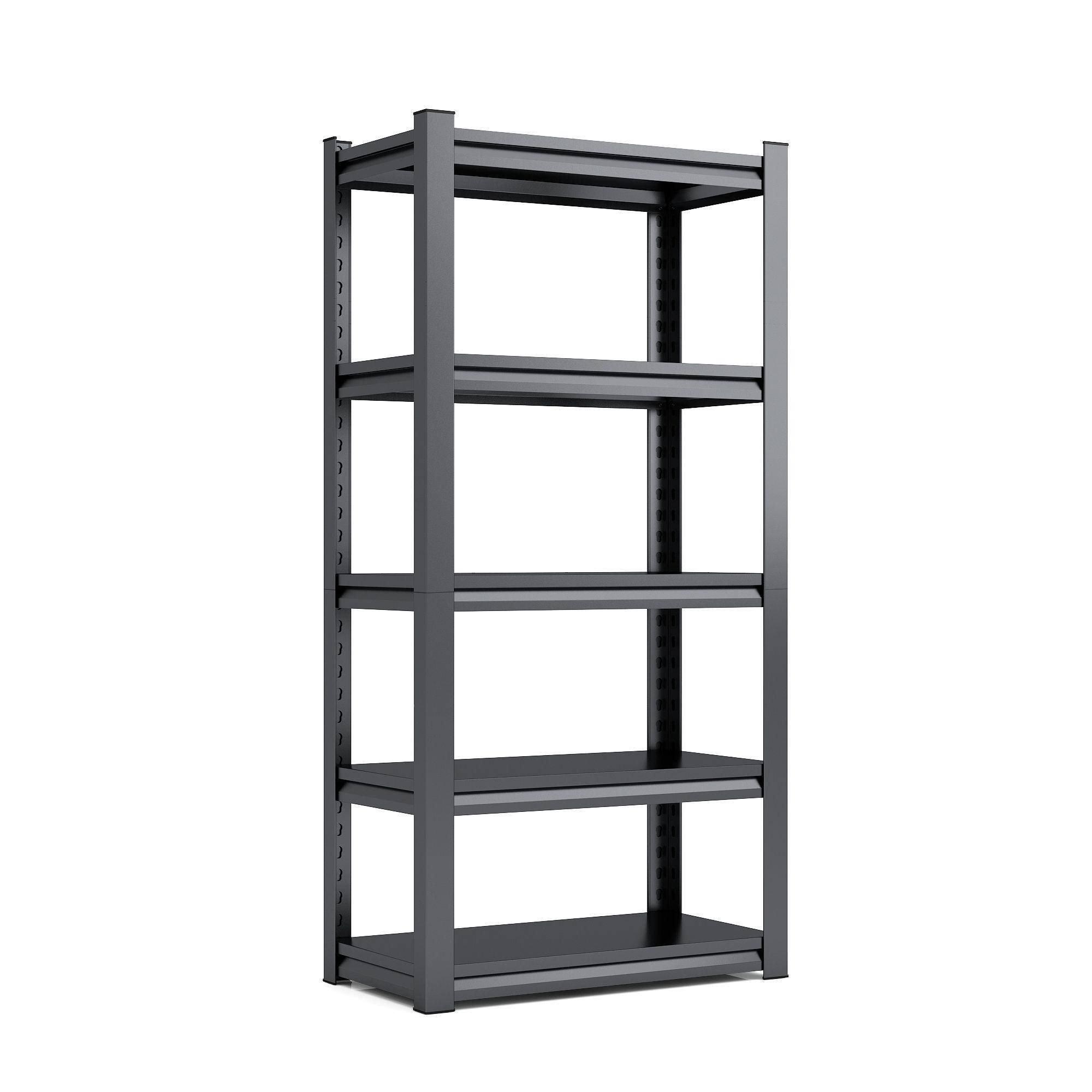 Mirfee - 5-Tier Heavy Duty Metal Shelving, 63"H, 2000 lb Capacity - Black+ Gray