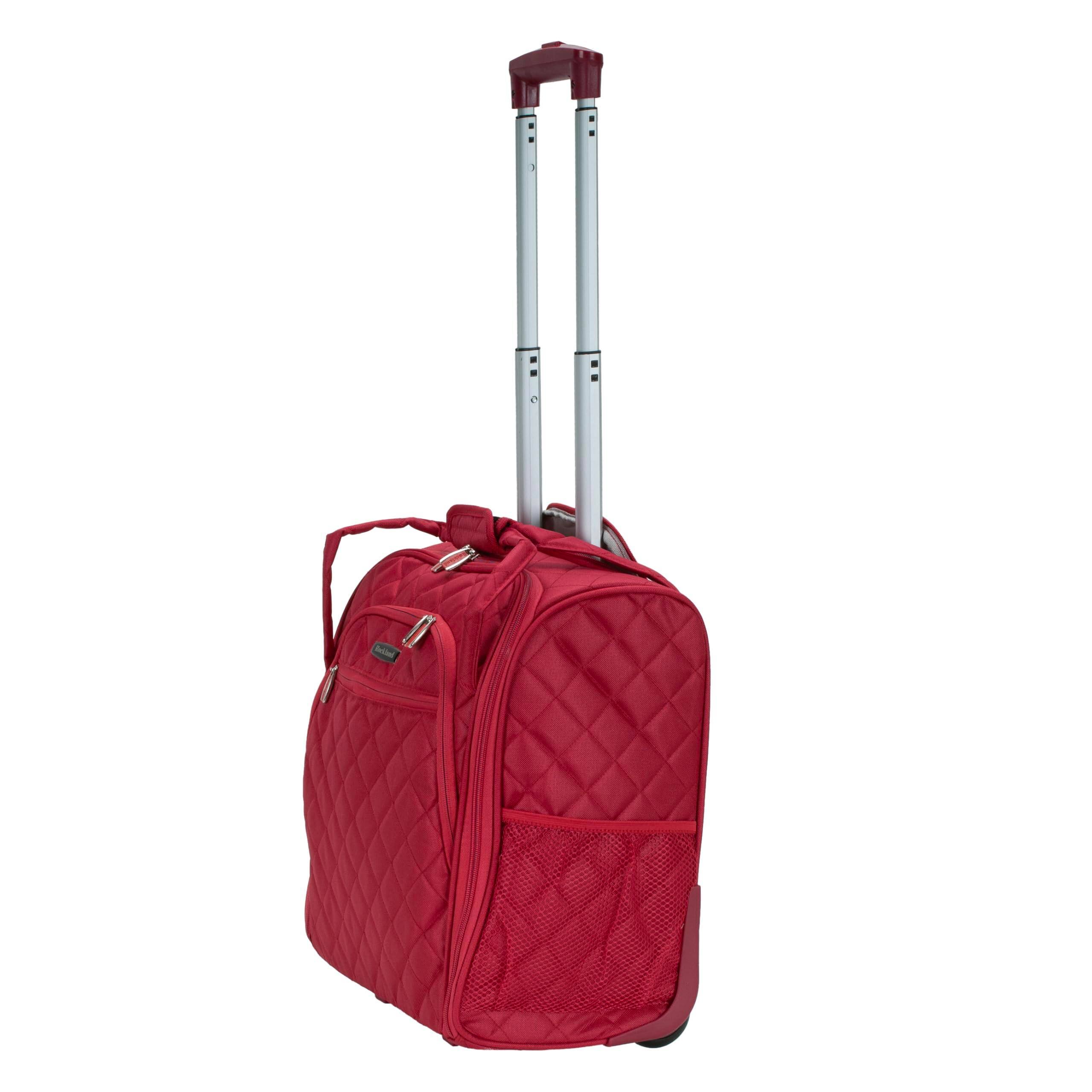 Alt View 9. Dapper Styles - Melrose Upright Wheeled Underseater Luggage Red Carry-on 15-inch - Black-15-Inch.
