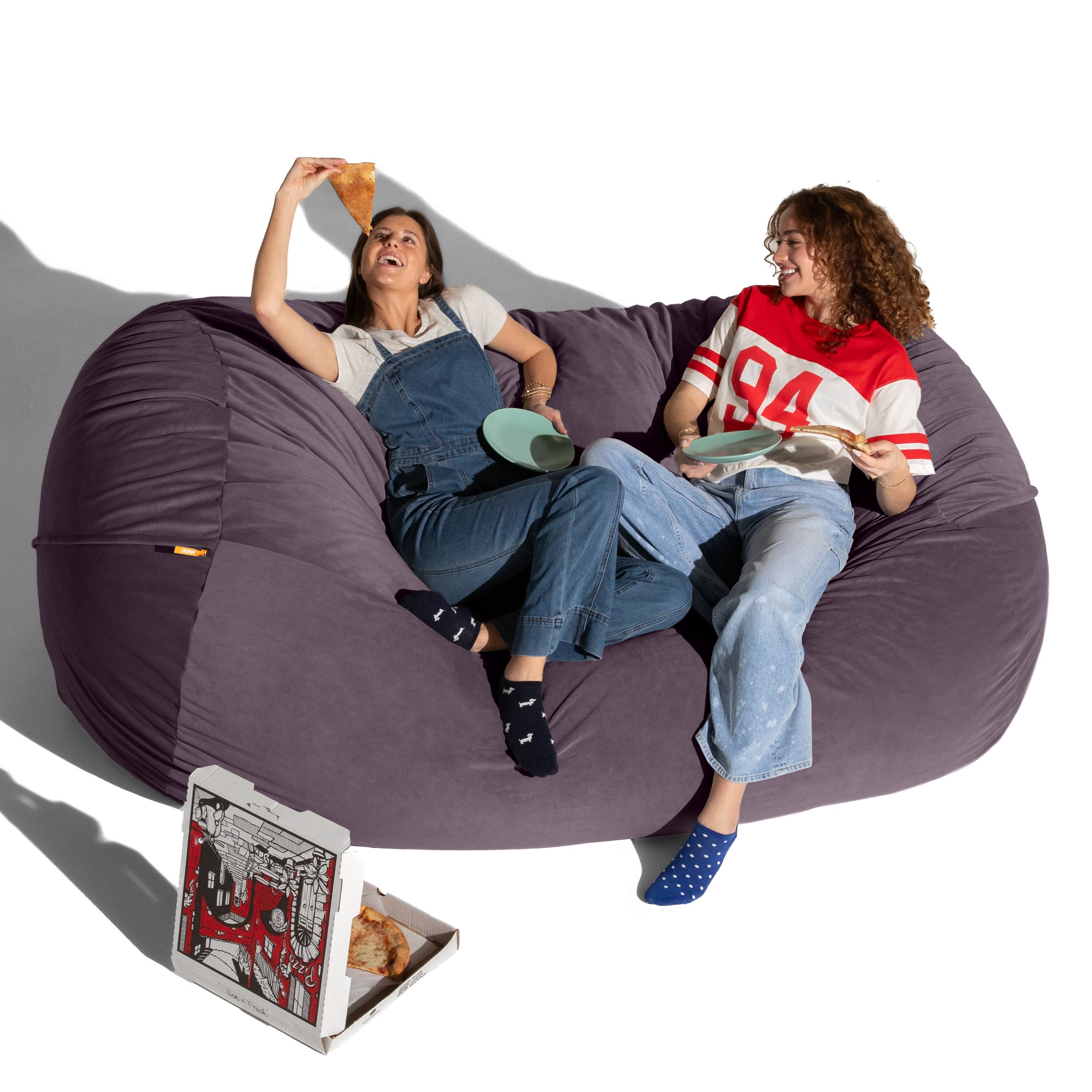 Left. Jaxx - Jaxx Grand Lounger 7 Foot Bean Bag Sofa -Lush Velvet Purple - Lush Velvet Purple.