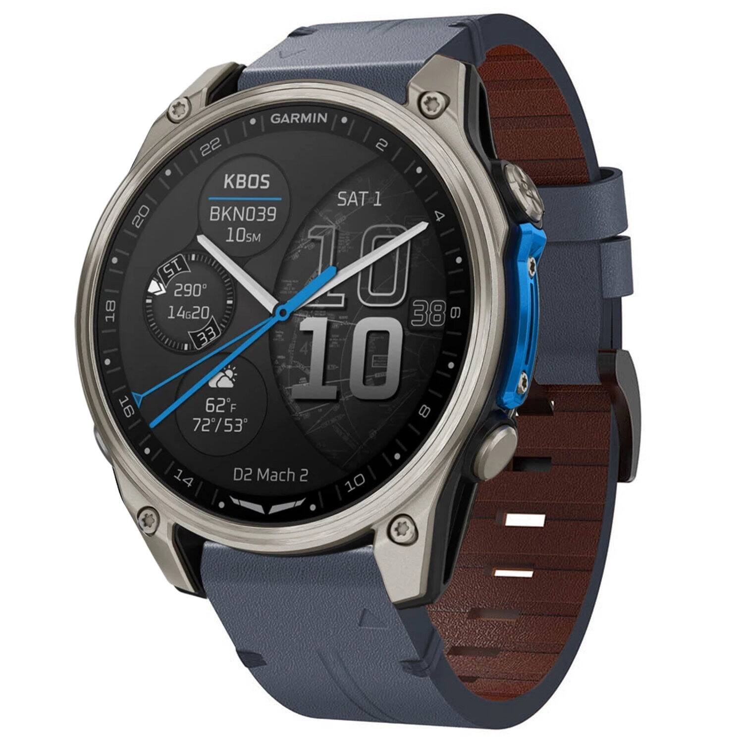 GARMIN 22 KBOS SAT 1 BKN039 10SM 290° 14G20 38° 62°F 72/53 D2 Mach 2
