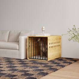 Famapy - Solid Wood Dog Crate Furniture for Small Dogs – Indoor Pet Kennel with End Table Design, Ventilation & Safety Features
