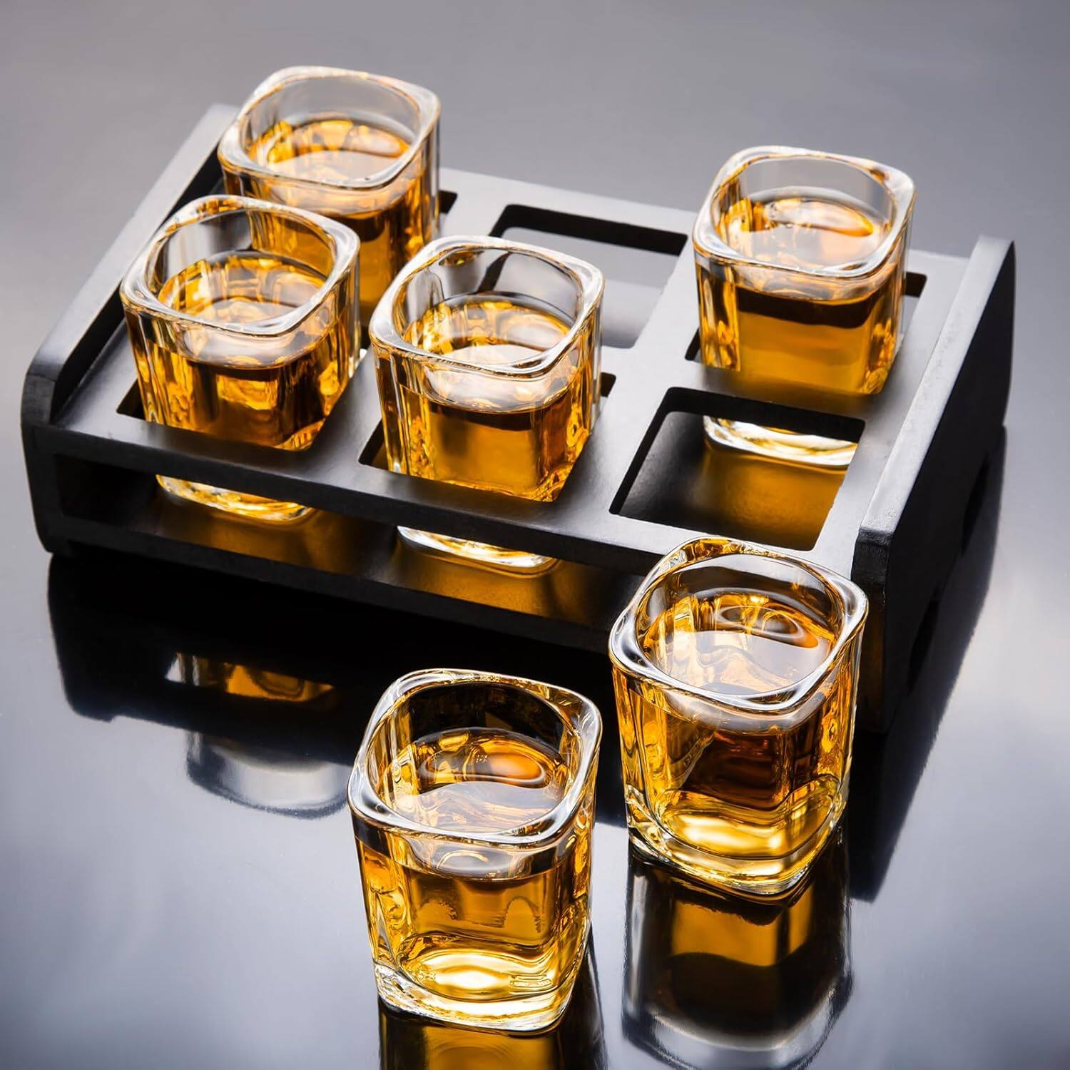 Alt View 1. Fabibe - 6-Pack Shot Glasses Set and Glasses Holder, Cool Shot Glasses 2 oz, Tequila Shot Glasses with Heavy Base, Gift for Me... - Default.