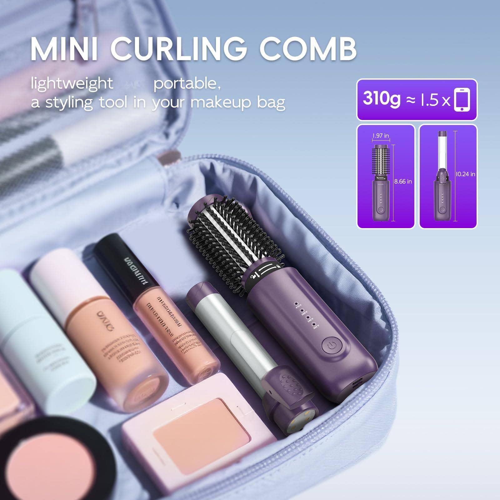 MINI CURLING COMB  
lightweight and portable, a styling tool in your makeup bag  

310g ≈ 1.5 x 0.97 in  
8.66 in x 0.24 in