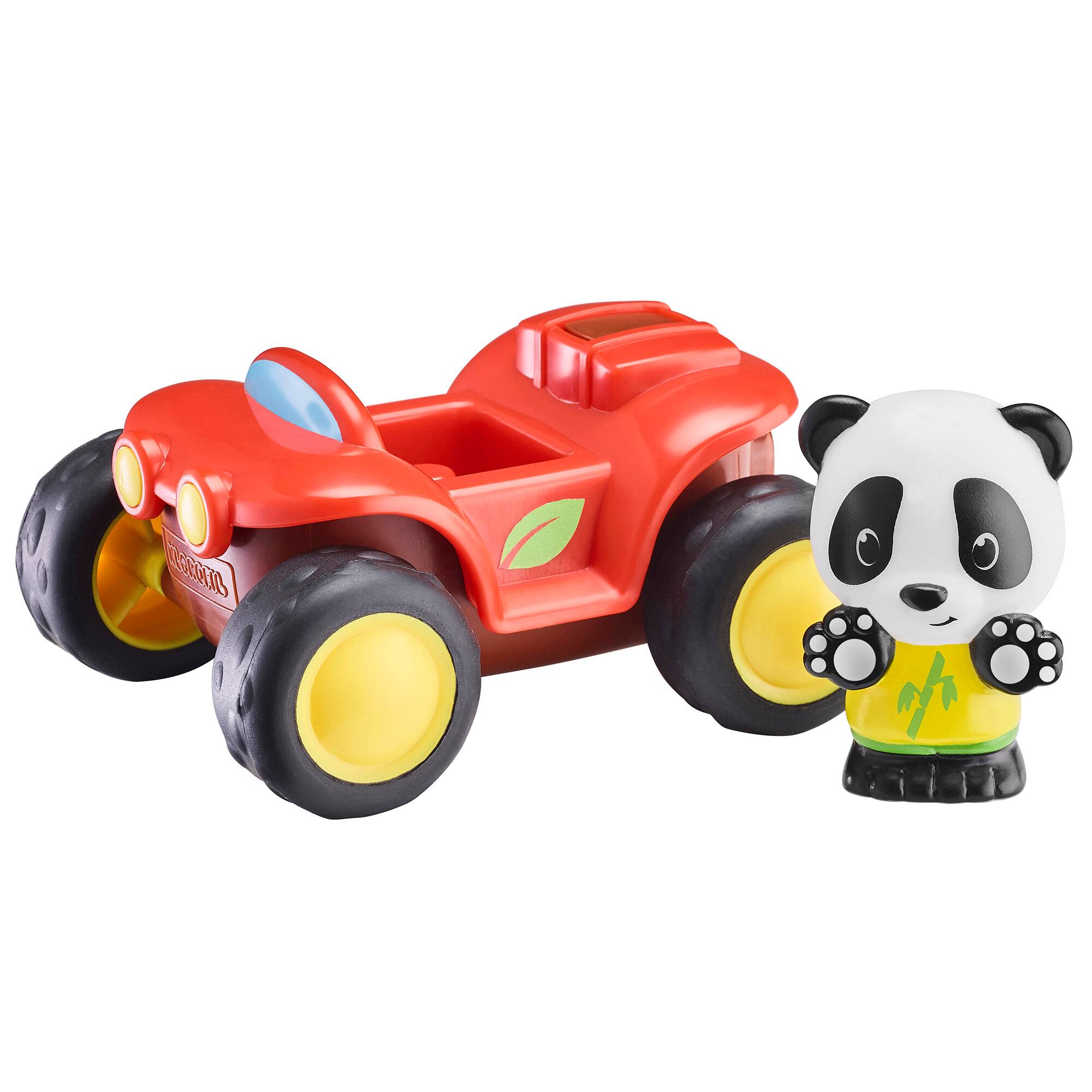 Front. Timber Tots - Timber Tots: The Quad - Red - 2pc, ATV Bike Vehicle & Panda Animal Nature Playset - Multicolored.