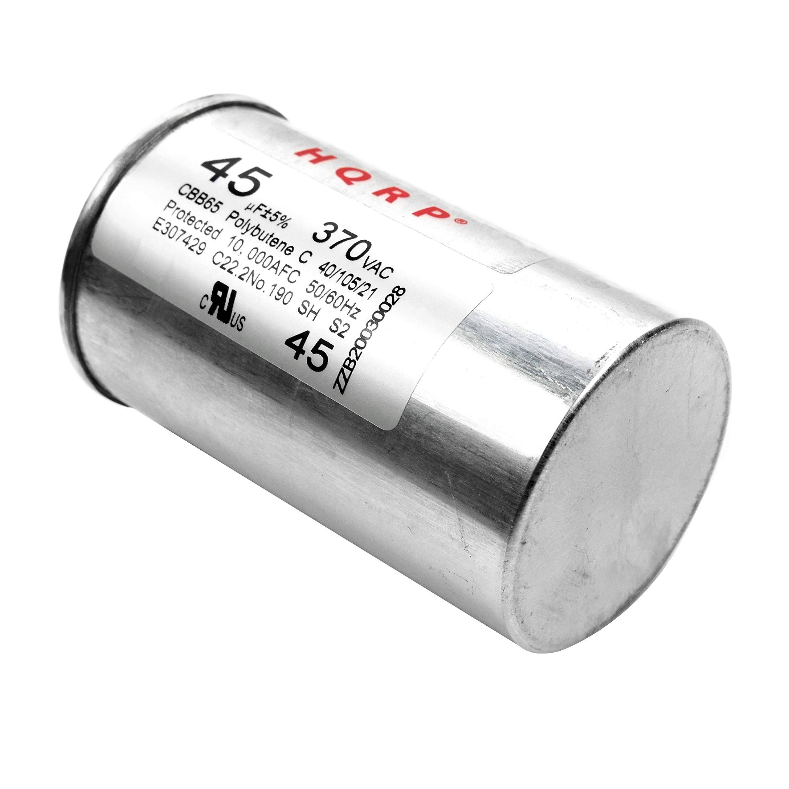 CBB65 45 µF 5% E307429 Polybutene 10 C 370VAC C22.2 No.190 000AFC 40/105/21 VAC AUS 190 50/60Hz SH ZZB20030028 S2 45