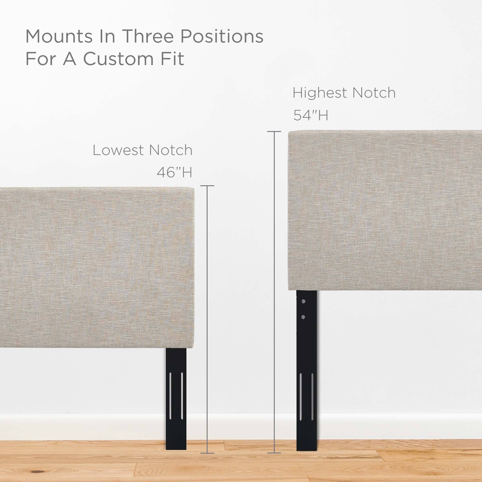 Mounts In Three Positions For A Custom Fit

Lowest Notch 46"H

Highest Notch 54"H
